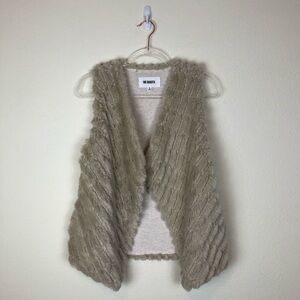 BB Dakota Keith Faux Fur Vest Open Front Oatmeal Small S